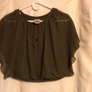 Girls olive green with attached necklace